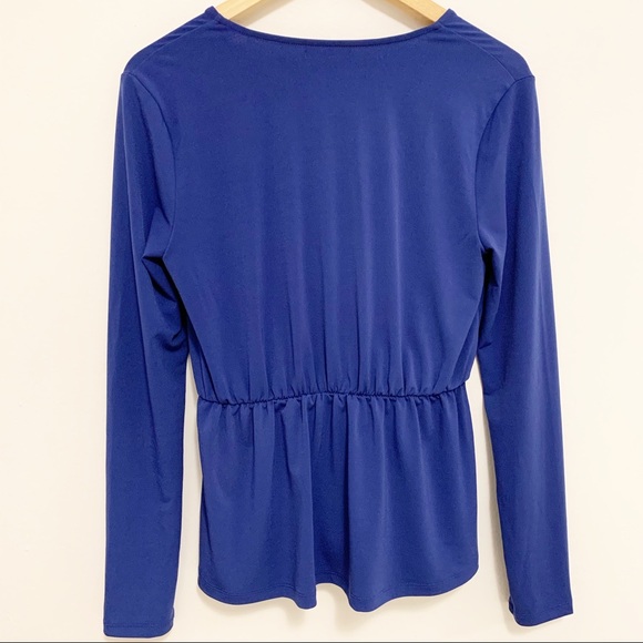 Halogen Blue Wrap Plunge Neckline Long Sleeve Top S - Picture 4 of 6